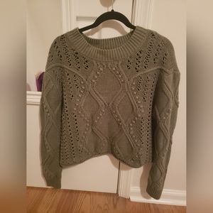 525 Green Distressed Cropped Sweater